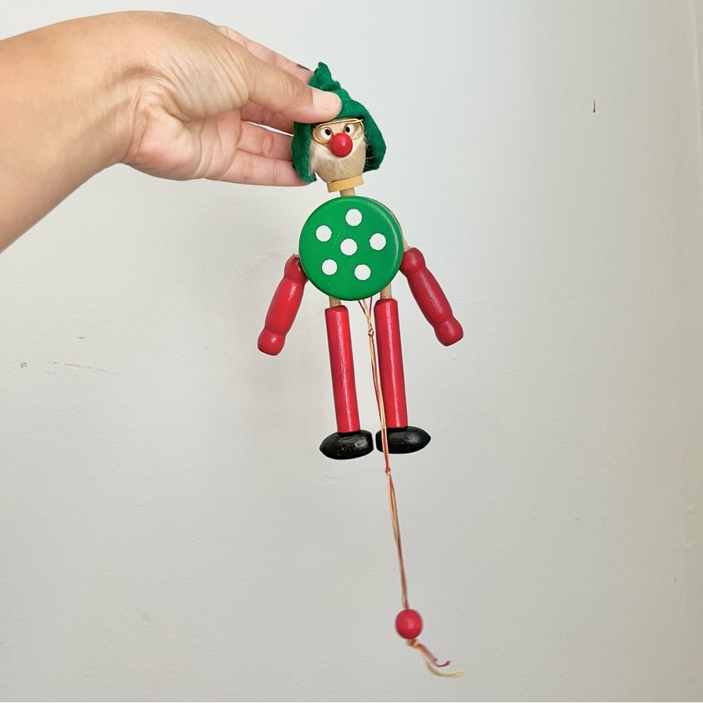 Wooden Jumping Jack Hanging Doll Souvenir from Meiji Shrine Memorial in Japan
